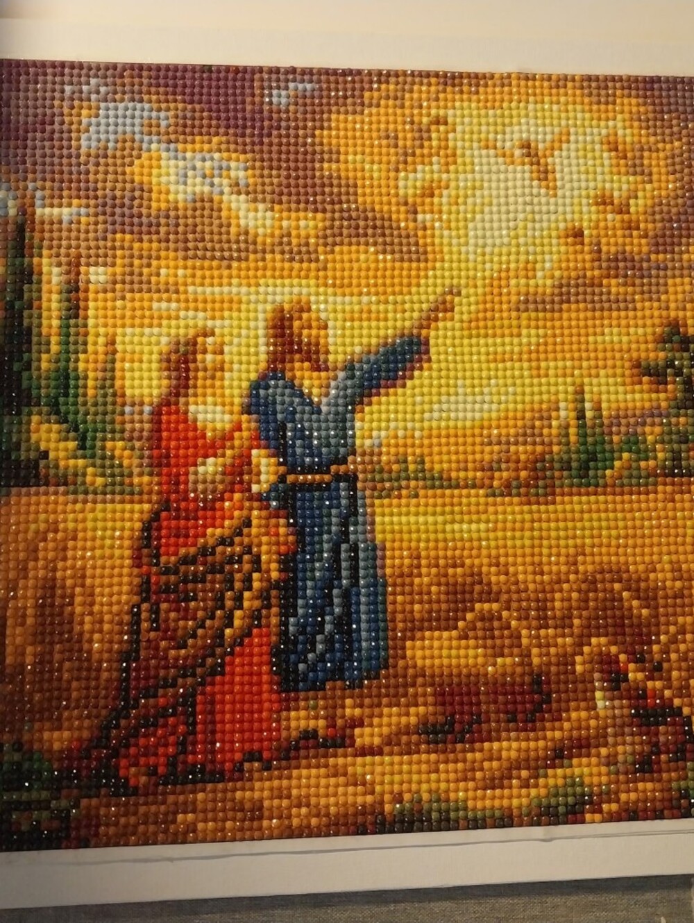 Sunset Couple Mosaic Wall Art - Gold and Blue